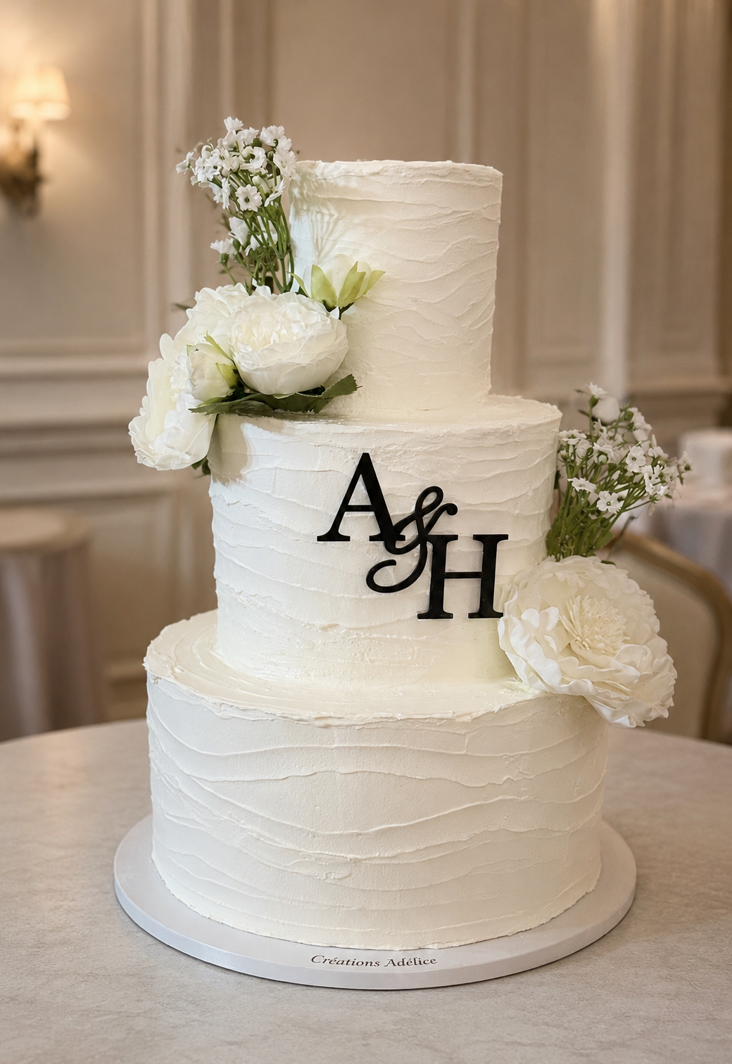 Gâteau de mariage élégant sur mesure — Hocine & Amanda, Créations Adélice